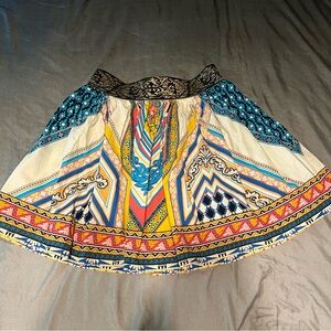 White Colorful Tribal Mini Skirt